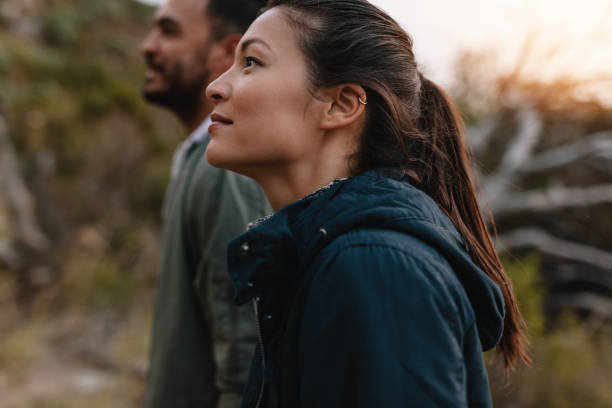 Young couple hiking in nature
