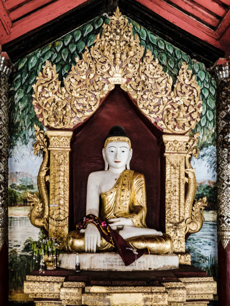 Shwezigon Pagoda Bagan Myanmar Buddha statue inside Shwezigon Pagoda Bagan Myanmar boadicea statue stock pictures, royalty-free photos & images