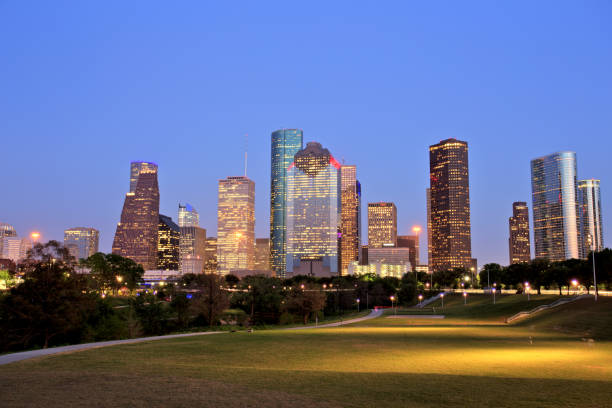 istock Houston Downtown Skyline Illuminated at Blue Hour 693840658