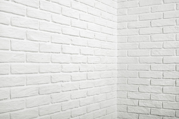 white brick wall with corner, abstract background photo - corner stone wall brick imagens e fotografias de stock