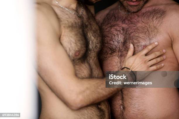 Photo libre de droit de Deux Hommes Nus Poilus Tenant Les Uns Les Autres banque d'images et plus d'images libres de droit de Nu - Nu, Hommes, Personne homosexuelle