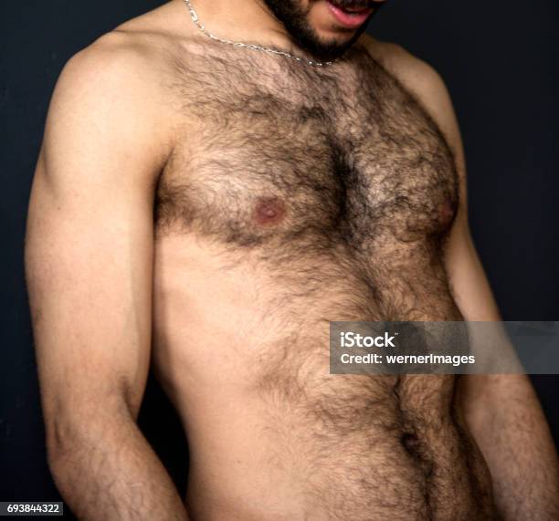 Hairy Naked Upper Body Of A Man Stock Photo - Download Image Now - Men, Hairy, Shirtless