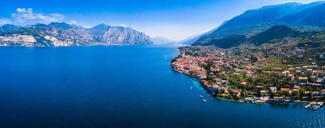 Aerial view of the town of Malcesine on Lake Garda