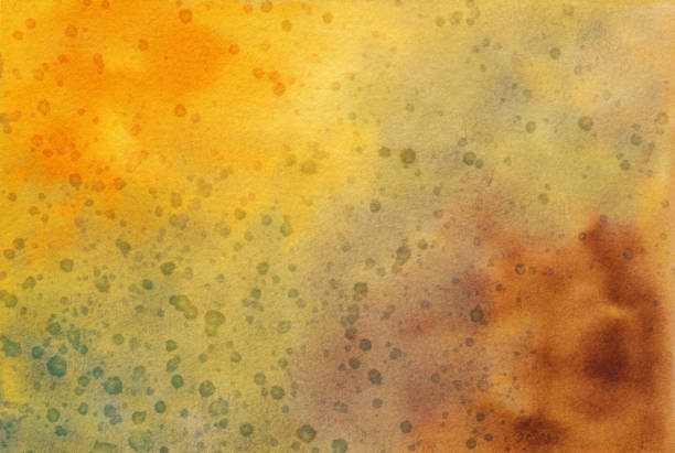 istock Yellow and rusty brown hand painted watercolor background 693857582