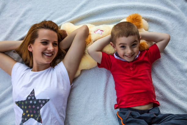 Child and mother truly happy with family life