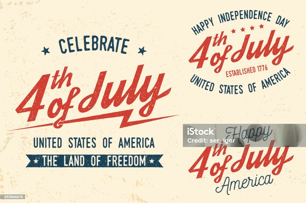 4th of july design in retro style 4th of july design in retro style. Fourth of July felicitation classic postcard. Independence day greeting card. Patriotic banner for website template. Vector illustration. Fourth of July stock vector