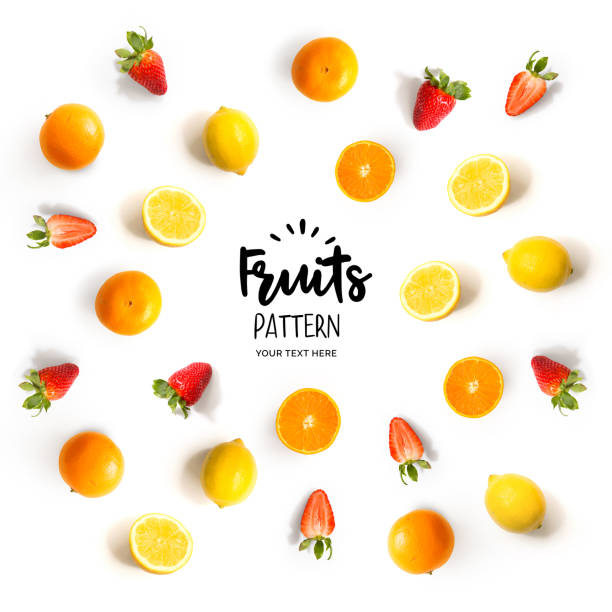 istock Seamless pattern with fruits. Tropical abstract background. 693866976