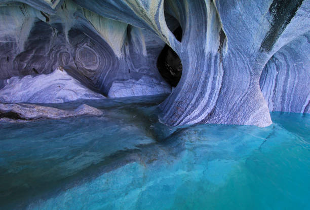 The marble cathedral chapel, Marmol Chapels, Puerto Tranquilo, Chile The marble cathedral chapel, Capillas De Marmol, along Carretera Austral, lake General Carrera, Puerto Tranquilo, Chile marble caves patagonia chile stock pictures, royalty-free photos & images
