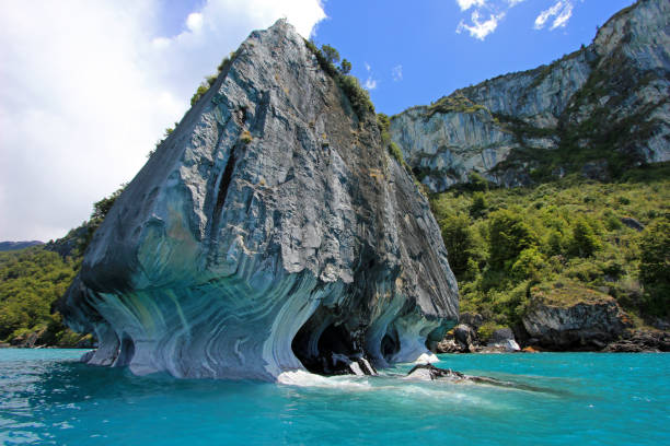 The marble cathedral chapel, Marmol Chapels, Puerto Tranquilo, Chile The marble cathedral chapel, Capillas De Marmol, along Carretera Austral, lake General Carrera, Puerto Tranquilo, Chile chapel photos stock pictures, royalty-free photos & images