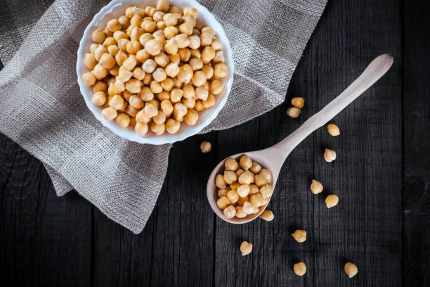 istock Chickpeas in bowl, top view 693874588