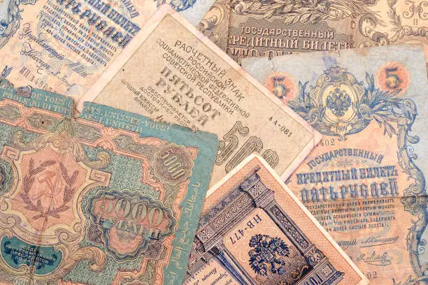 Photo of Vintage money. Money USSR. Obsolete. It is no longer valid, expired.