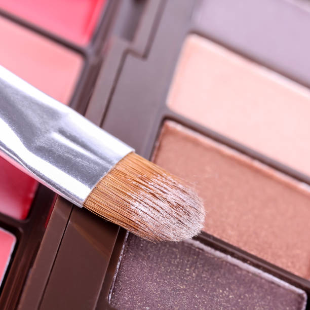 istock Make-up eye shadows palette with makeup brush 693884234