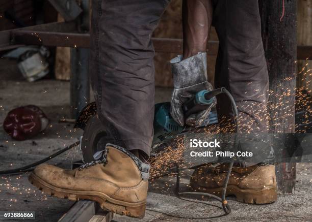 Sparks Flying With Boots Stock Photo - Download Image Now - Welding, Photography, Boot