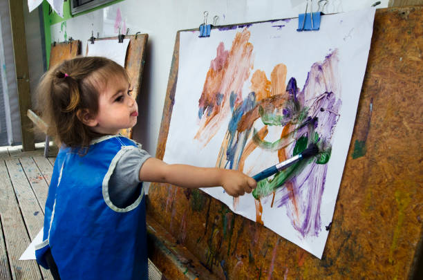 幼年期 - アート - child art childs drawing painted image ストックフォトと画像