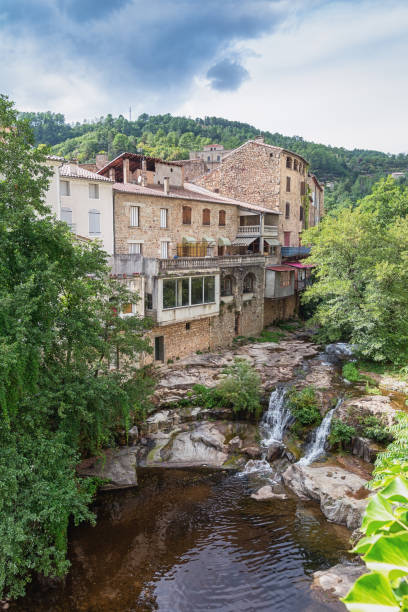 istock River along the old town Largentiere 693893718