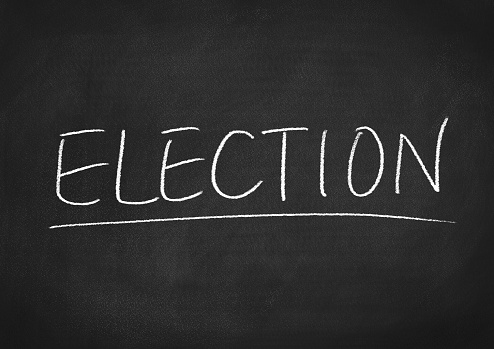 election concept word on a chalkboard background