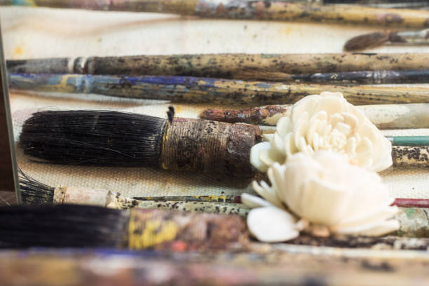 Artistic scene with old painter's brushes