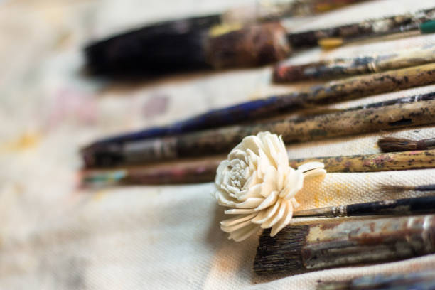 istock Artistic scene with old painter's brushes 693905624