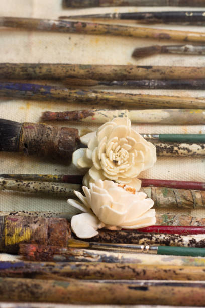 istock Artistic scene with old painter's brushes 693905662