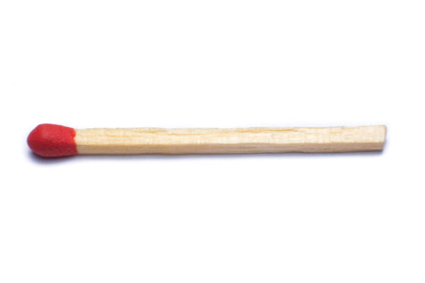 Overhead shot of old match stick, isolated on white with clipping path.