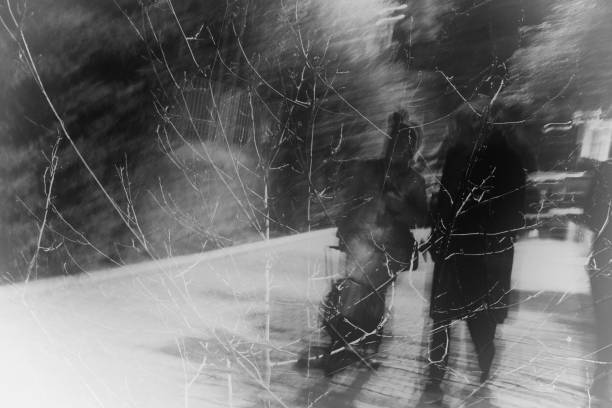 istock Couple walking on the road in cold 693929026