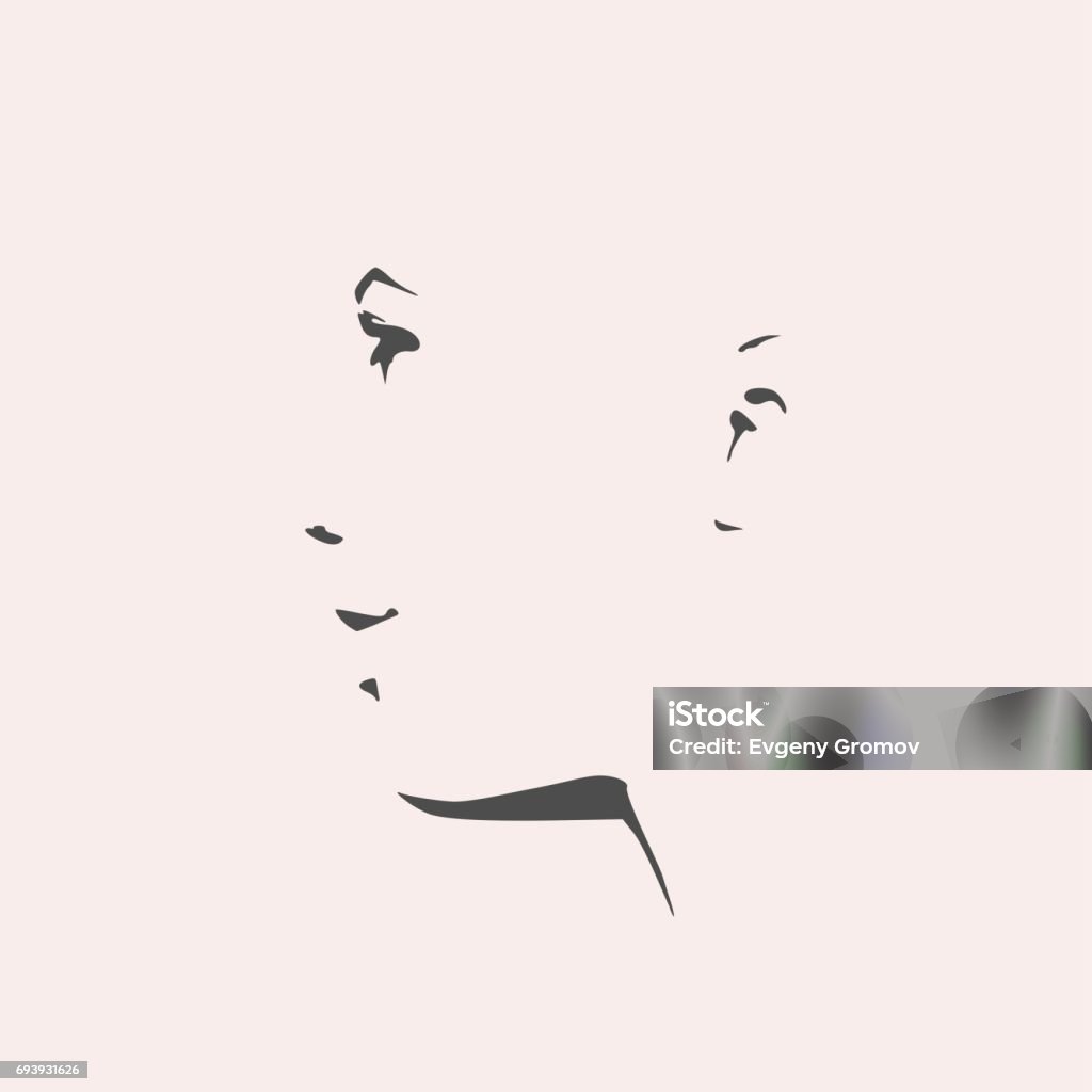 Silhouette of a female head. Face side view. Face side view. Elegant silhouette of a female head. Vector Illustration. Monochrome gamma. Women stock vector