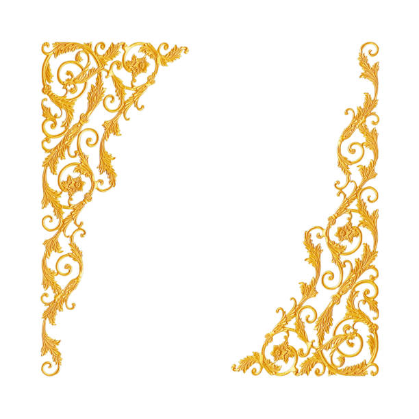 istock Ornament elements, vintage gold floral designs 693932036