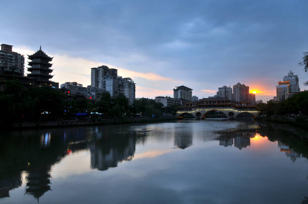 istock Cityscape of Chengdu at night 693934640
