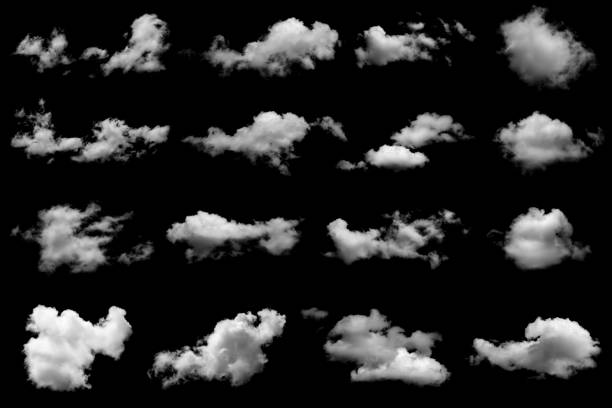 istock Set of isolated clouds on black 693949608