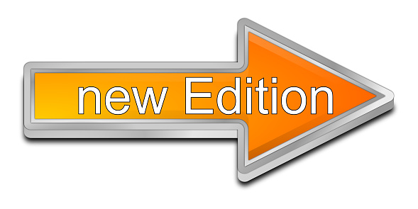 orange New edition arrow button - 3D illustration