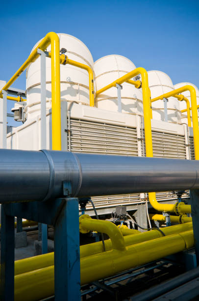 istock Rooftop cooling unit with chiller units and compressors. 693959428