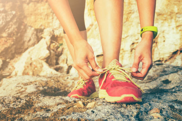 istock Woman trying the shoestrings 693965202