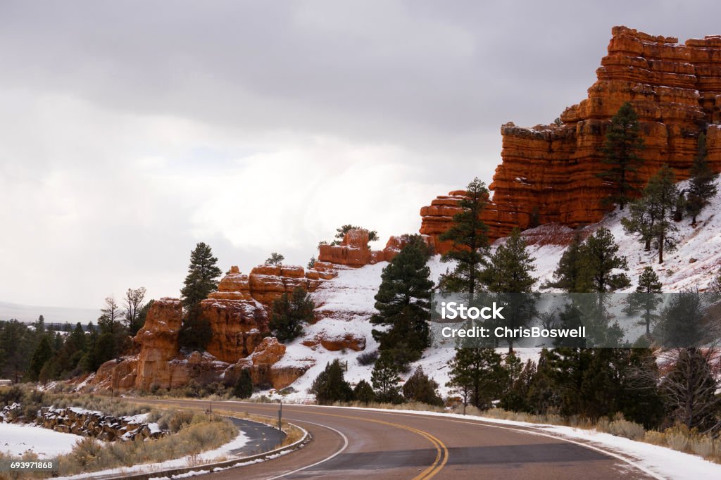 Red Canyon Dixie National Forest Panguitch Utah Rock formations of Red Canyon in winter Utah Adventure Stock Photo