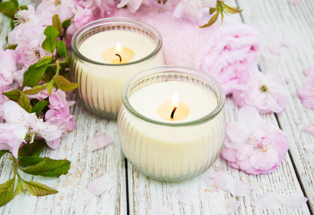 istock Spa products with sakura blossom 693975942