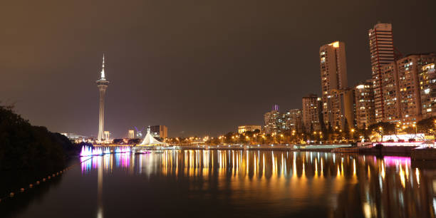 istock Macau tower bridge cityscape night view 693975998