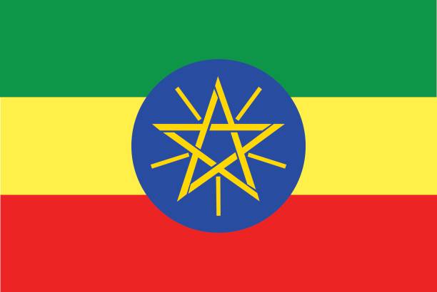 flagge von äthiopien - äthiopien stock-grafiken, -clipart, -cartoons und -symbole
