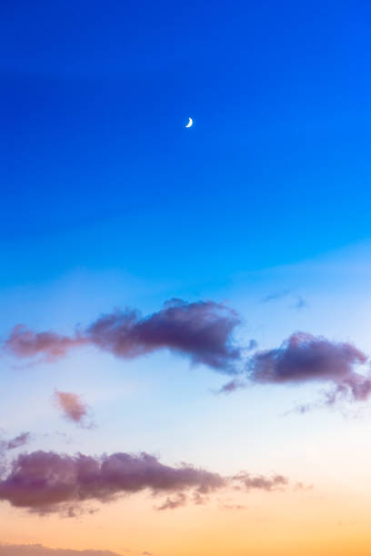 istock Night summer sky with half moon. Long exposure 693979572