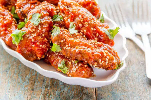 Baked chicken wings horizontal image.