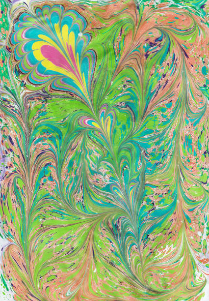 istock Turkish Ebru art. Water is drawn, then transferred to the paper 693996646