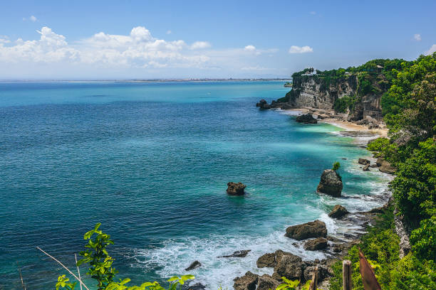 istock vacation in tropics background, turquoise ocean view Indonesia, Bali 694001172