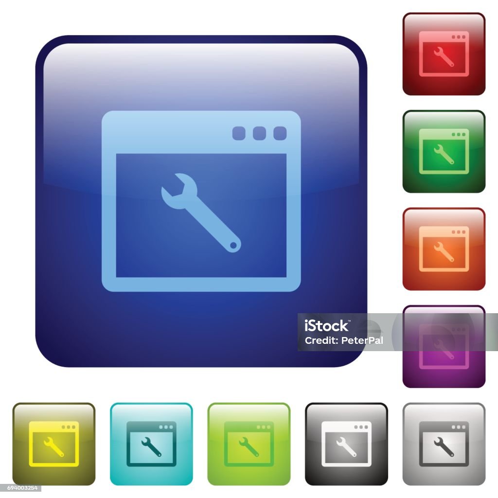 Application Software Button Application Maintenance Color Square Buttons Stock Illustration ...