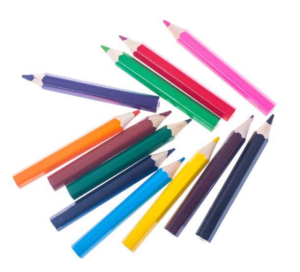 istock Set of colored pencils on white background for professional or s 694003640