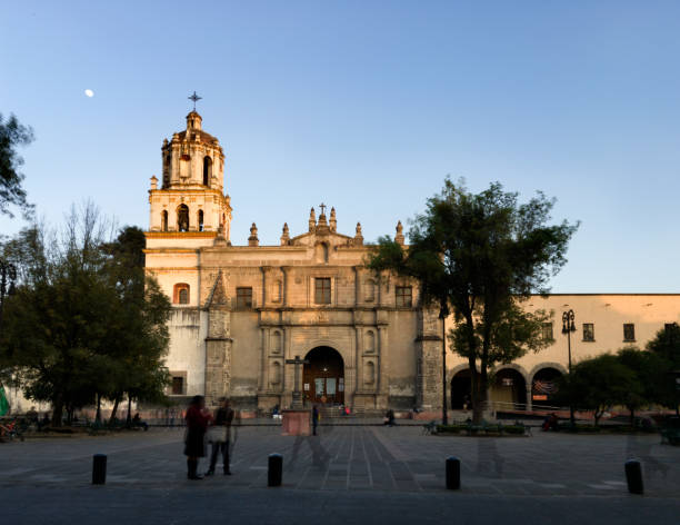 Colonoial cathedral of Coyoacan, Mexico City stock photo