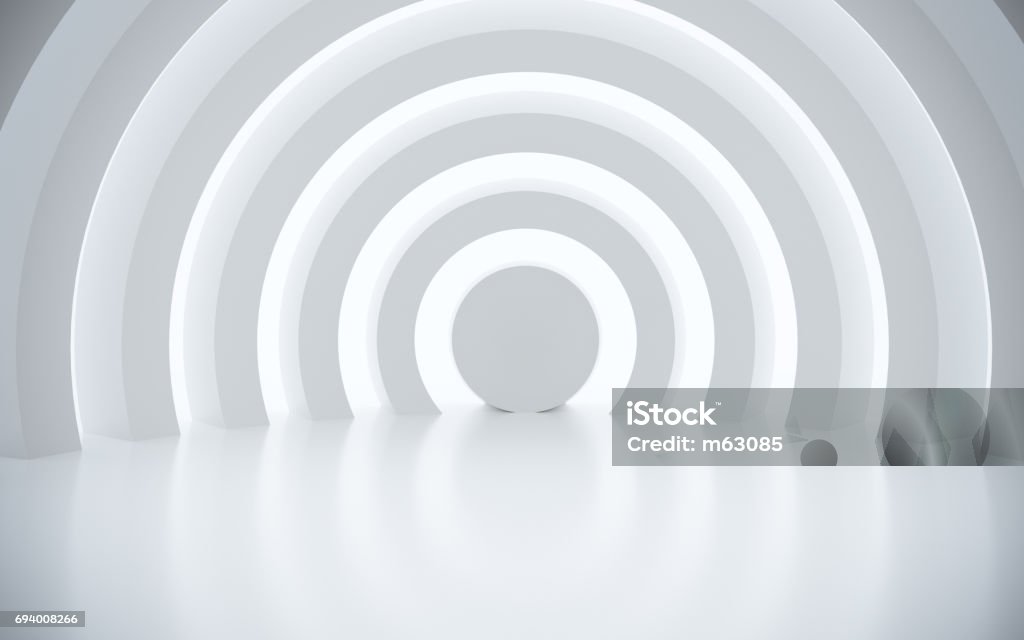 White architectural space with sunlight Geometric Shape, Circle, Shape, Architecture, Abstract Backgrounds Stock Photo