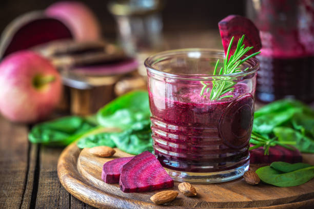 Red beetroot smoothie stock photo