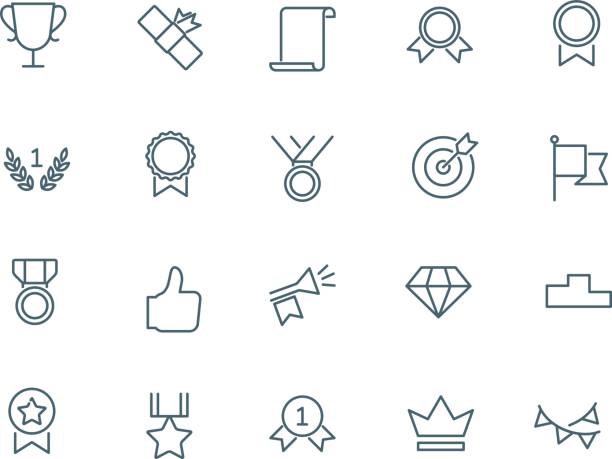 zestaw wyróżnień ikon - business computer icon symbol icon set stock illustrations