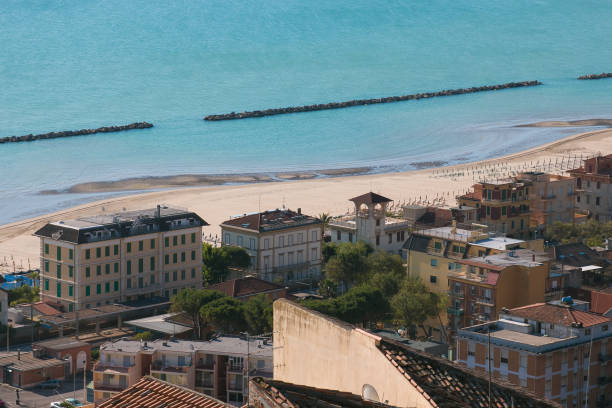 istock Panoramic view of Grottammare beach 694018858