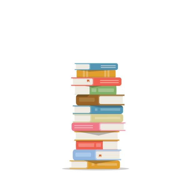 стек книг на белом фоне. куча книг вектор иллюстрации. иконописный стек книг в плоском стиле - stack of books stock illustrations