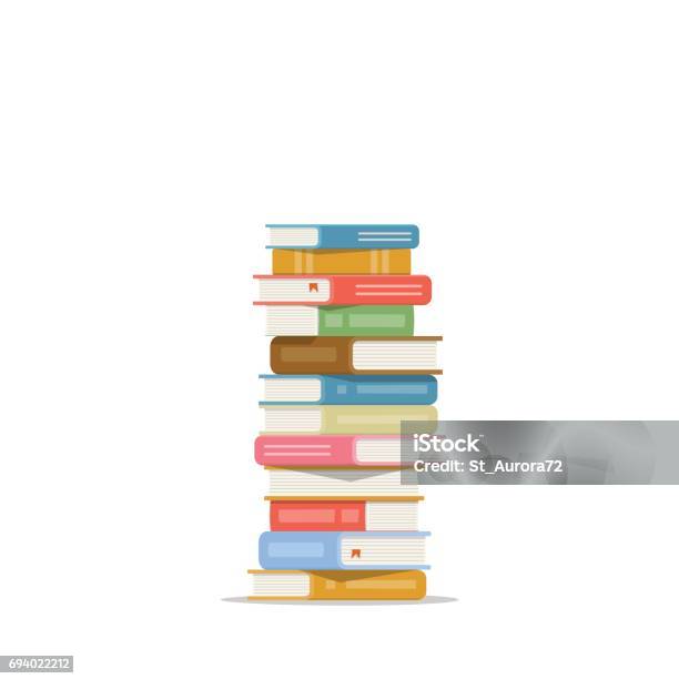 Stack Of Books On A White Background Pile Of Books Vector Illustration Icon Stack Of Books In Flat Style Stock Illustration - Download Image Now