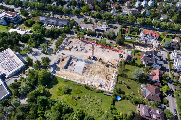 istock Aerial view of a construction site 694040452